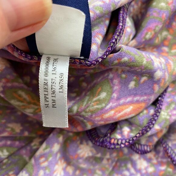 Vintage Y2K Chaps Skirt Womens Extra Small Floral Ruffle Slinky Knit 90s Purple - Picture 9 of 10